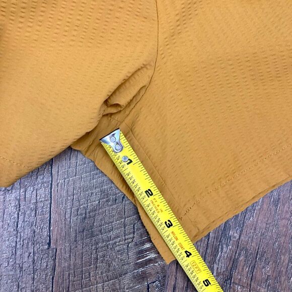 Athleta Textured Brooklyn Short In Tuscan Gold Mustard Yellow Activewear sz 16 - Picture 10 of 10